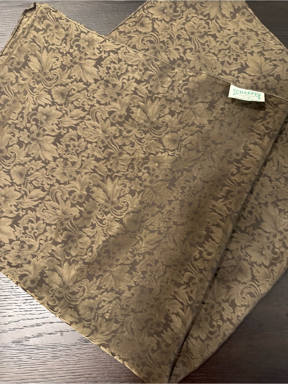 Vintage Schaefer Outfitter 100% Silk Wild Rag — 36” Square — USA Made — Olive
